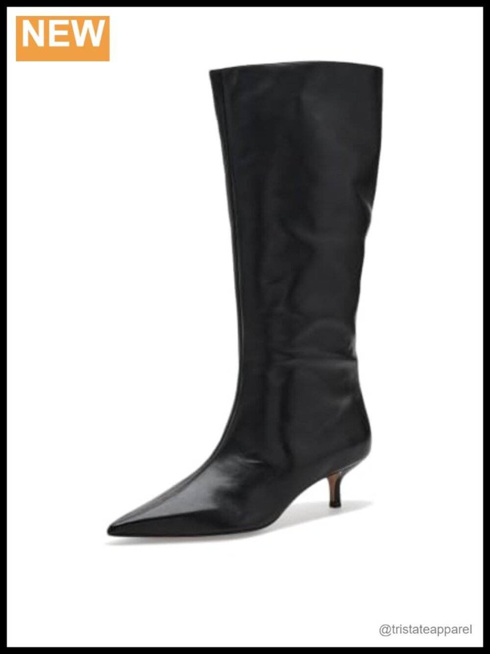 Knee-High Leather Stiletto Heel Boots Zip Closure Pointed Toe